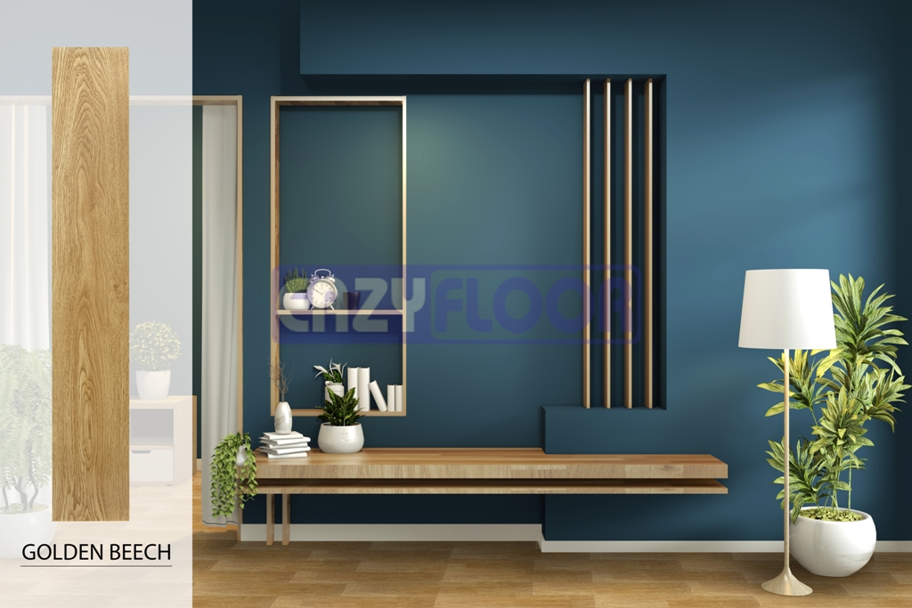 cabinet mock up on room dark blue on floor wooden minimal design.3D rendering